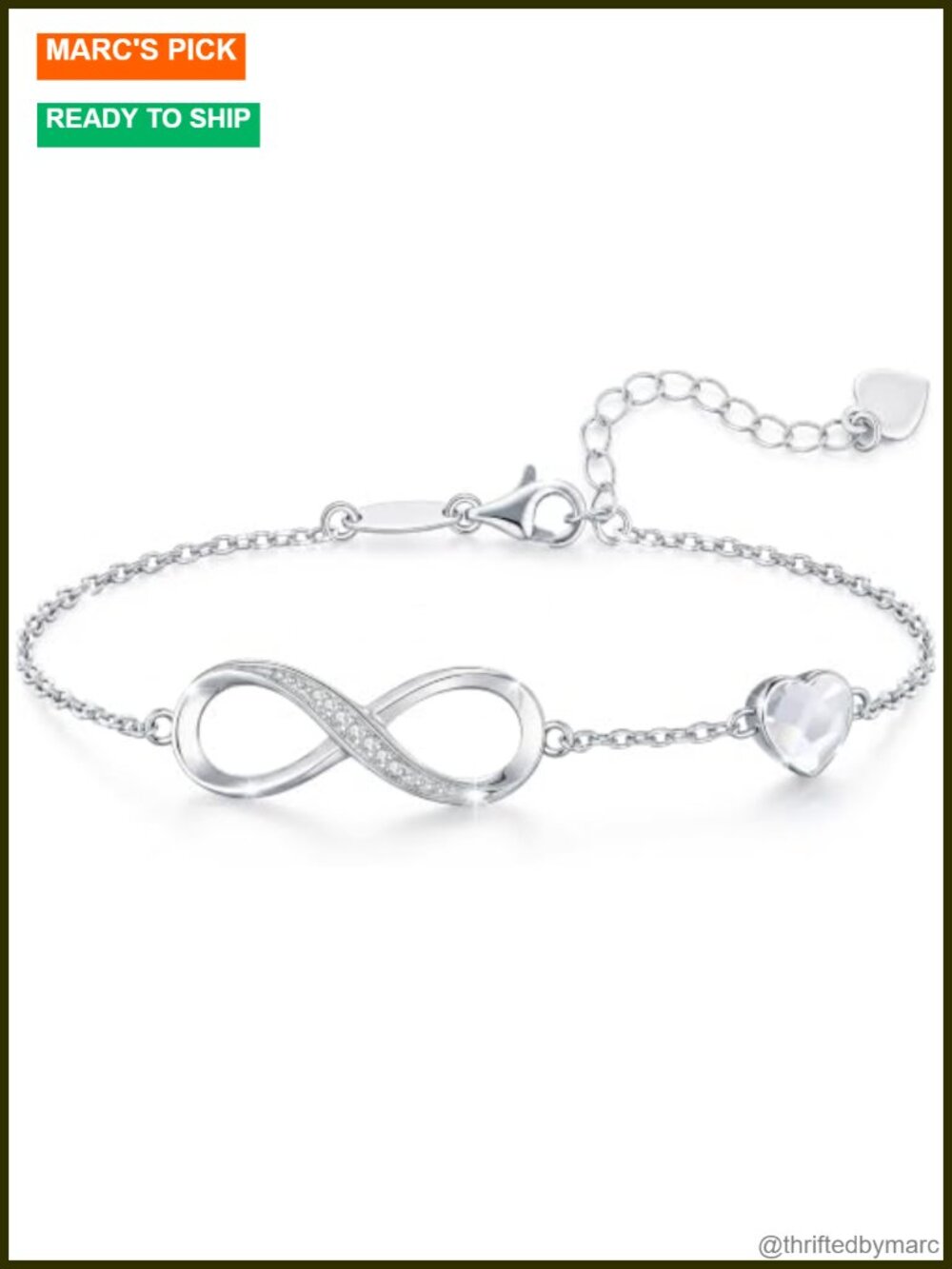 Sterling Silver Infinity Birthstone Bracelet 316L Steel 14K Gold Plated